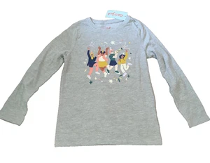 Cat & Jack Girl’s Celebrate Long Sleeve Graphic T-Shirt Heather Gray Size S 6-6x - Picture 1 of 4