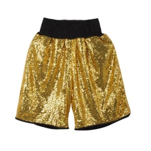 Pantalones Cortos de Boxeo Dorado y Negro Brillante Satinado Nuevos para Niños Hombres Mujeres Pantalones de Muay Thai - Imagen 1 de 3