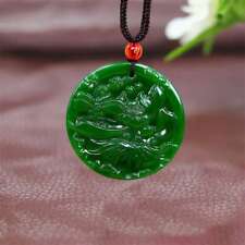 Jade Lotus Pendant Necklace Accessories Men Green Natural Jewelry Luxury Gift