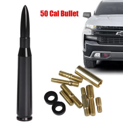 1X ANTENA BULLET PRETA 50 CAL para Chevrolet Silverado 1500/2500/3500/GMC SIERRA - Imagem 1 de 4