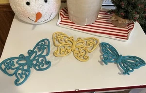 Vintage HOMCO SYROCO Butterfly Set Of 3 Plastic Retro Wall Art #7537 READ - Picture 1 of 23
