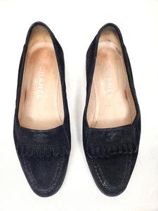 Chanel Loafers Black Suede Flats Fringe Tassels Made In Italy EU 37.5 - US 7 - Picture 1 of 14