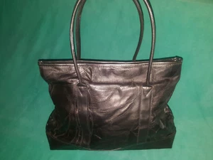 Große schwarze Patchwork Leder Schulter Hobo Einkaufstasche lässig Tasche Handtasche - gebraucht, in einwandfreiem Zustand - Bild 1 von 12