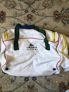 Lacoste Parfums Gym Duffle Bag White Multicoloured Accents - Picture 1 of 8