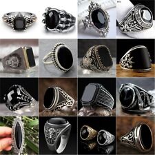 Fashion Women Men Black Sapphire 925 Silver Jewelry Wedding Party Ring Size 6-13