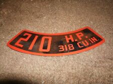 1972 DODGE RAM RAMCHARGER AND TRUCKS 318 2BBL AIR CLEANER BASE SERVICE DECAL
