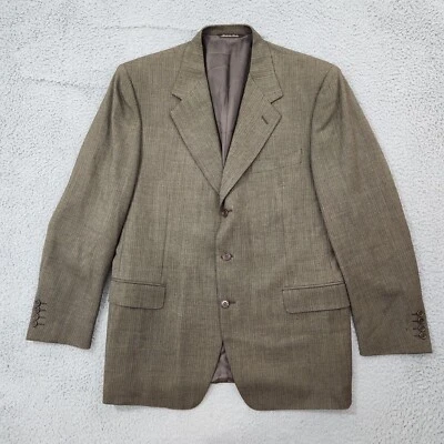 Canali Sport Coat Mens 52 Beige Black Herringbone 3 Button Pure Wool Italy Made - Image 1 of 4