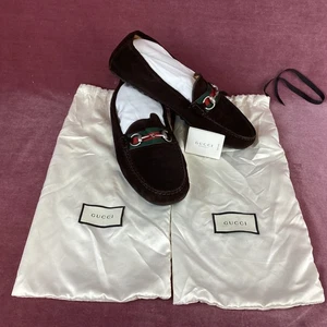 Gucci Brown Suede Driver Horsebit Loafers 450892 Size 11 w/Dust Bags(2E) MO#8621 - Picture 1 of 22