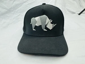 RARE Waggle Hat Cap SnapBack Silver Rhino Logo Black Meshback One Size - Bild 1 von 7
