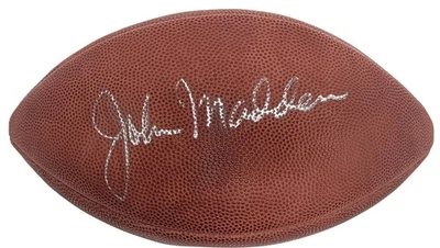 John Madden Signed Leather NFL Football Raiders HOF Beckett BAS LOA - Image 1 of 3