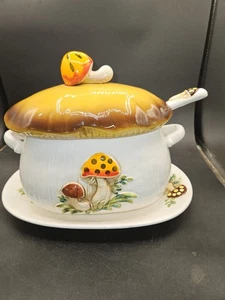 VTG. Sears & Roebuck Merry Mushroom Soup Tureen w/Underplate and Ladle '1976' - Picture 1 of 8