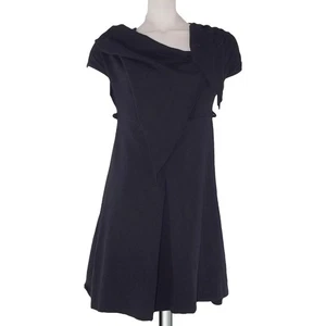 Acciaio Abito Corto Donna Nero Taglia M Svasato Made In Italy Mini Manica Corta - Foto 1 di 16