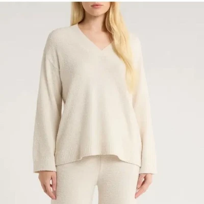 Suéter Nordstrom So Soft Cuello en V en Marfil Paloma Mujer Talla Grande Foto 1 de 4