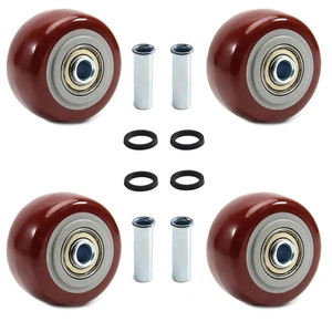 2.5 Inch Caster Wheels Heavy Duty Lockable Bearing Plate 4 PCS Shelf Red - Picture 1 of 5