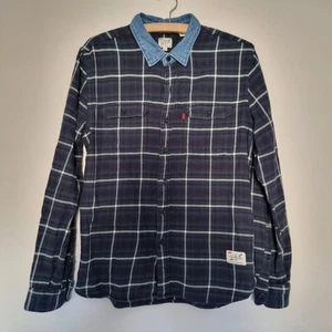 Levi’s x Justin Timberlake Fresh Leaves Flannel Shirt Blue Plaid Denim Collar M - Picture 1 of 24