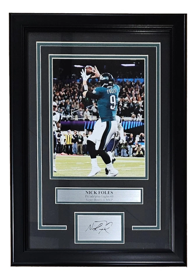 Foto especial Nick Foles enmarcada 8x10 Eagles SB52 Philly con láser grabado automático Foto 1 de 1