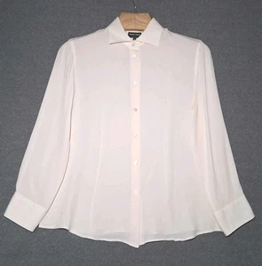 Giorgio Armani Women's Silk Italy Dress Shirt US 12/UK 48 Beige Cream Button Up - Picture 1 of 10