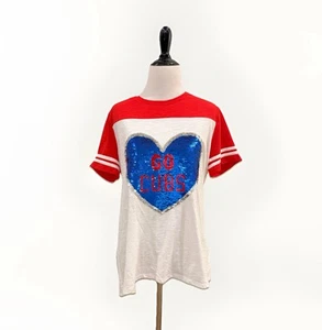 Chicago Cubs Flip Sequin Heart Logo Tee Shirt Women’s Plus Size 20 T-Shirt Top - Picture 1 of 11