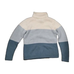 Sag Harbor Womens Colorblock Blue Long Sleeve Turtleneck Sweater Small - Picture 1 of 8