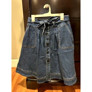 Eloquii Größe 14 blau Jeans A-Linien Rock vorne zum Binden Taschen vorne - Bild 1 von 6