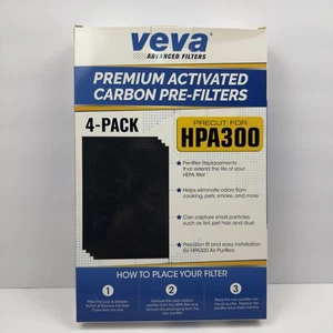VEVA Premium Activated Carbon Pre Filters HPA300 4 Pack Open Box Never Used - Picture 1 of 7