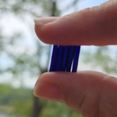 (10) Vintage German Glass Beads | Dark Cobalt Blue Bugle Tube Beads  | 14mm - Image 1 of 2