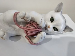 San Marco Italy Cat Figurine With Ball Of Wool 28cm Long Ornament Large - Bild 1 von 8