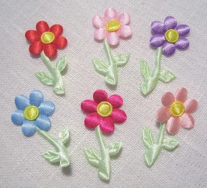 LOT 3 ou 6 APPLIQUES Embellissement FLEUR sur TIGE 40mm - SCRAPBOOKING CARTERIE - Imagen 1 de 10
