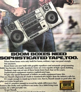 Vintage 1985 Boom Boxes Maxell Casette Tape Original Print Ad 25x30cm RSM 457 - Picture 1 of 4