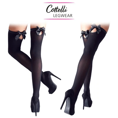 Cottelli Collection Sexy Woman Black Hold-up Stockings Bow Calze Autoreggenti - Immagine 1 di 4