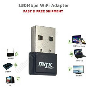 MTK WiFi Adapter 150Mbps Laptop Computer PC Wireless Network LAN Mini Dongle New