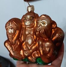 Christopher Radko Usual Suspects Glass Ornament Monkeys See Hear Speak No Evil