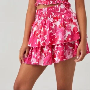 TIARE HAWAII OLIVIA Mini GONNA in Fiji Fiori Rosa Fascia Fumè XS/S - Foto 1 di 11