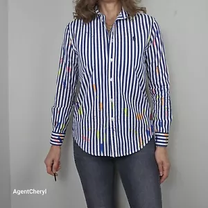 Camisa POLO RALPH LAUREN Pequeña Pintura Salpicaduras Rayas Abotonada Relajada Precio de venta sugerido por el fabricante $168 - Imagen 1 de 15