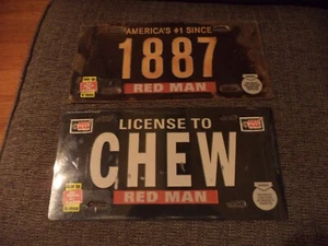 Red Man License Plates Tobacco NASCAR Automobile Show Truck Dorm Room Rodeo Farm - Picture 1 of 6