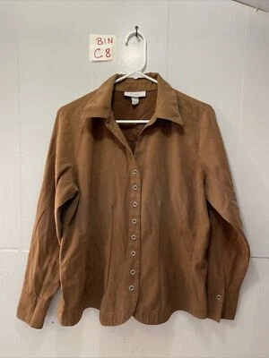 Camisa Dressbarn Marrón Gamuza Abotonada Mujer’s Talla L Foto 1 de 4