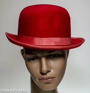 Derby Hat Deluxe Red Wool Felt Men's Quality Costume Hat Sm-Lg-XL - Picture 1 of 2