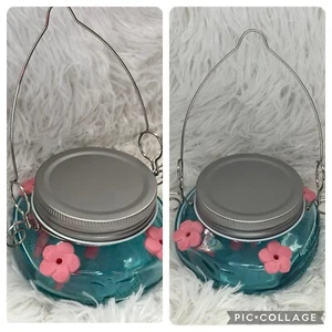 Hummingbird Feeders Hanging Mason Jar Garden 6 oz Easy Fill Glass Set Of 2 - Picture 1 of 8