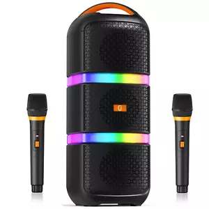 Bluetooth Speaker, Wireless Portable Speaker with 2 Mic, LED Party Light - Picture 1 of 10