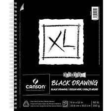 Canson XL Black Drawing Pad, Side Wire, 9 x 12 Inches, 40 Sheets