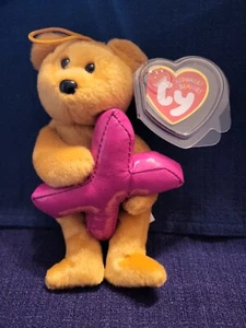 Alphabet Beanies Bear holding a Pink Letter X ty 2005 Tag in plastic holder - Bild 1 von 5