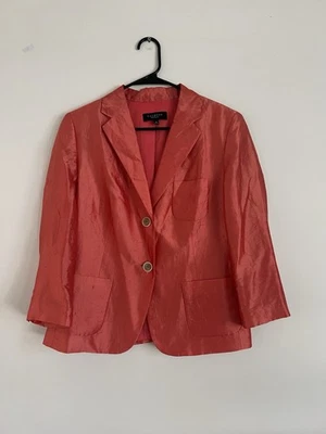 Talbots Blazer Womens 10 Orange Peach Silk Blend 2 Button Office Mature Artsy - Изображение 1 из 4