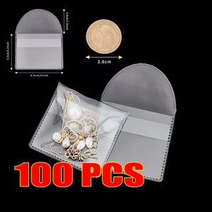 100PCS 2x2Inch Clear Single Pocket Plastic PVC fit for Coin badge Jewel - Picture 1 of 8
