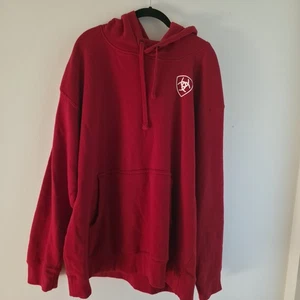 Ariat 93 Liberty Hooded Sweatshirt Tango Red Mens Long Sleeve Logo XL - Picture 1 of 16