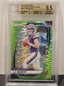 JJ McCarthy 2024 Panini Prizm Neon Green Pulsar #400 Vikings RC BGS 9.5 (GEM MT) - Picture 1 of 2