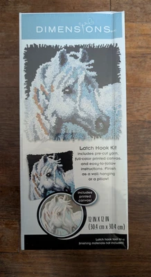 NIP DIMENSIONS LATCH HOOK KIT- WHITE HORSE/PONY  12" X 12" - Image 1 of 4
