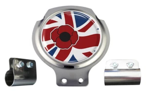Remembrance Poppy British Flag Scooter Bar Badge FREE BRACKET & FIXINGS - Picture 1 of 2
