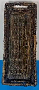 Rustic Handwoven Wicker Tray – Rectangular Basket with Handles – Boho Decor - Picture 1 of 10