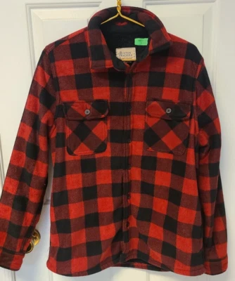 Boston Traders Mens Med Flannel Lumberjack Red Plaid Jacket Fuzzy Lined - Image 1 of 4