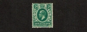 1921 SOMALILAND PROT. GR BRITAIN 1/2p Grn GEO V  Sc#64 M/H/OG Fresh! BAF - Picture 1 of 1